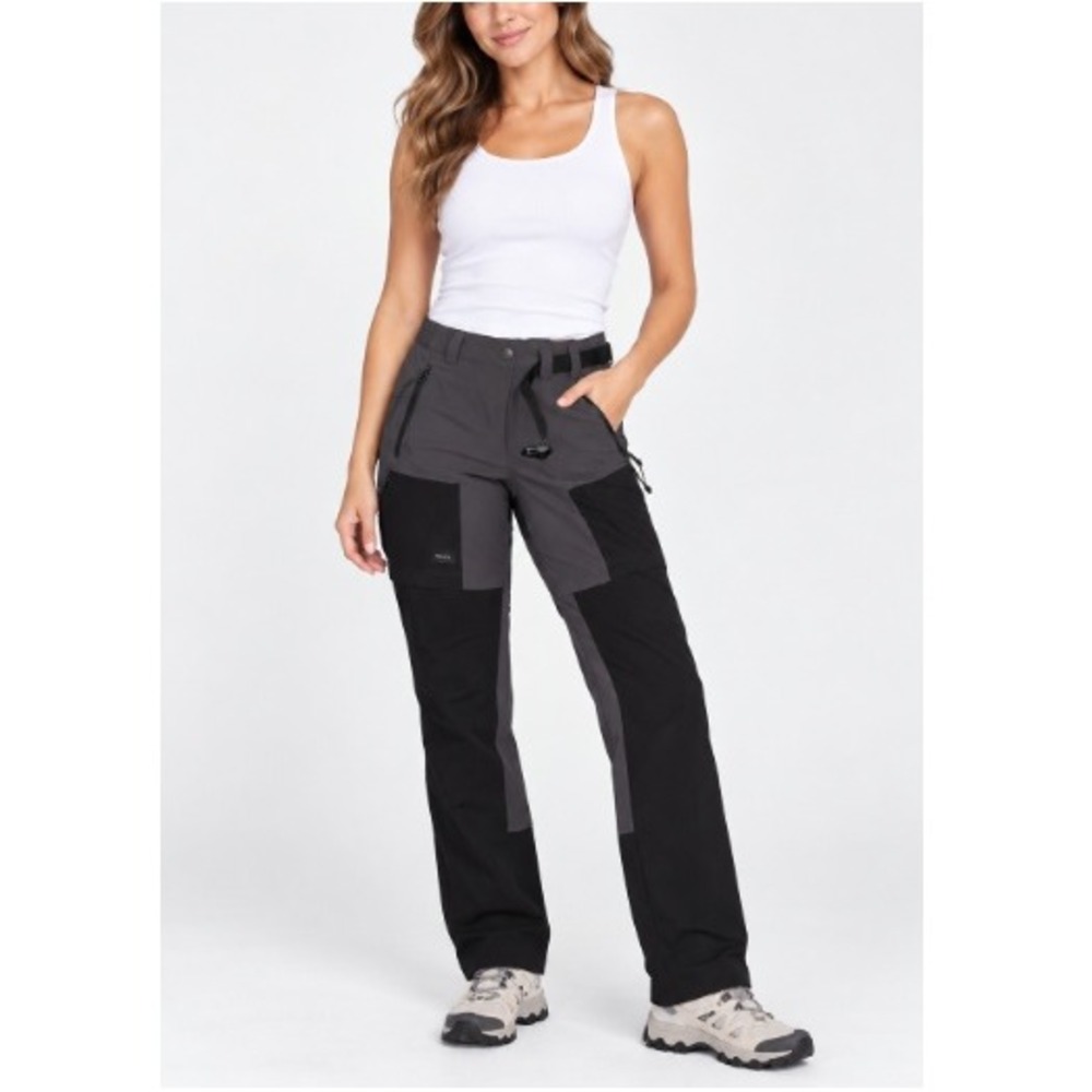 Decathlon Women's Dark Gray Black Forclaz Trek 500 Zip Off Hiking Pants Size W28